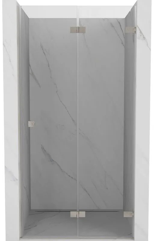 Mexen, Mexen Lunar-F pravé sklápacie sprchové dvere 75 cm, transparentné, brúsený nikel - 836-075-000-97-00-P