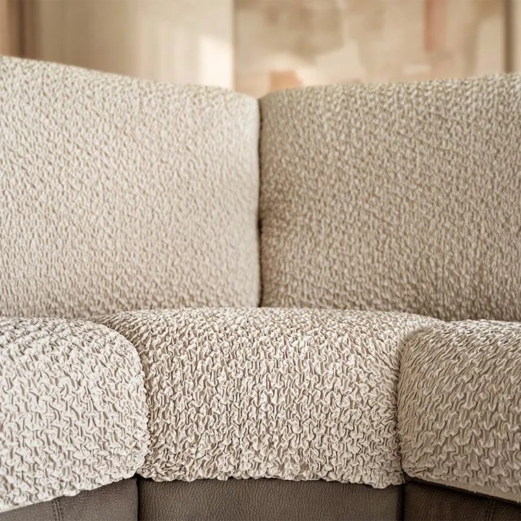Bielastické poťahy MODULO béžové sedák M (40-59 cm x 81-130 cm)