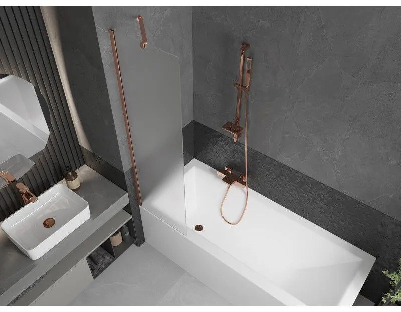 Mexen Next, 1-krídlová vaňová zástena 50 x 150 cm, 6mm sklo námraza, medená matná, 895-050-000-00-30-65