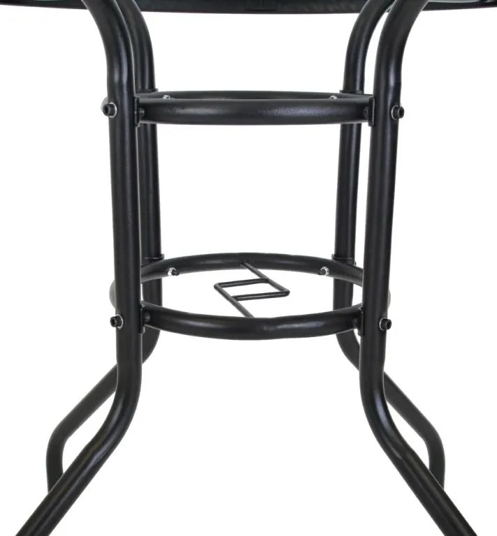 Záhradný stôl ZWMT Ø 80 cm kovový so sklenenou doskou