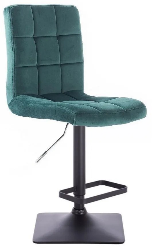 LuxuryForm DESIGN Barová stolička TOLEDO VELUR na čiernej hranatej podstave - zelená