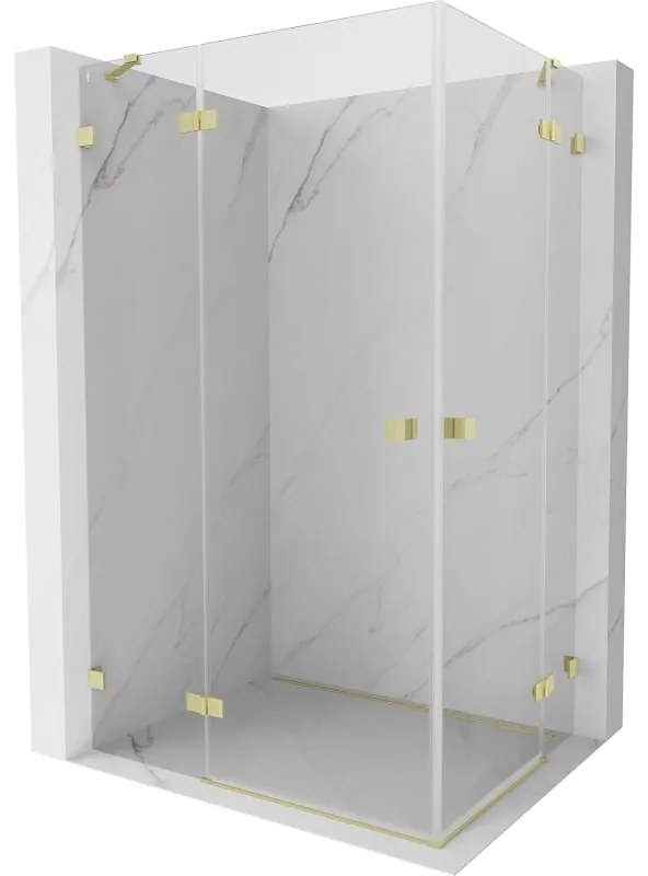 Mexen Lunar Duo, výklopný sprchový kút 110 x 70 cm, 8mm číre sklo, zlatý matný profil, 834-110L-070P-55-00