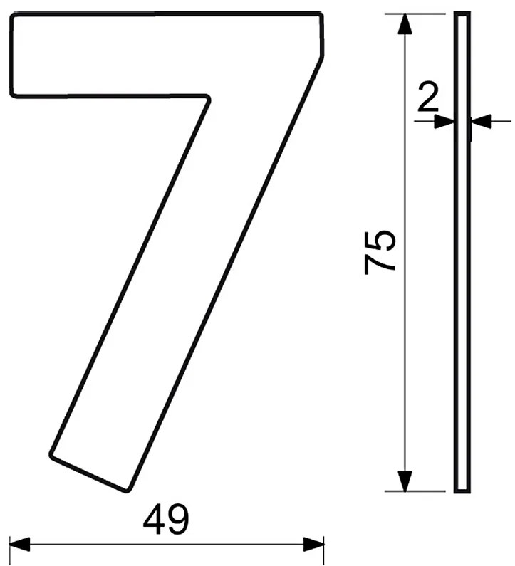 Nerezové číslo v plochom „2D“ prevedení RICHTER RN.75L (čierne), 7, RICHTER Čierna matná