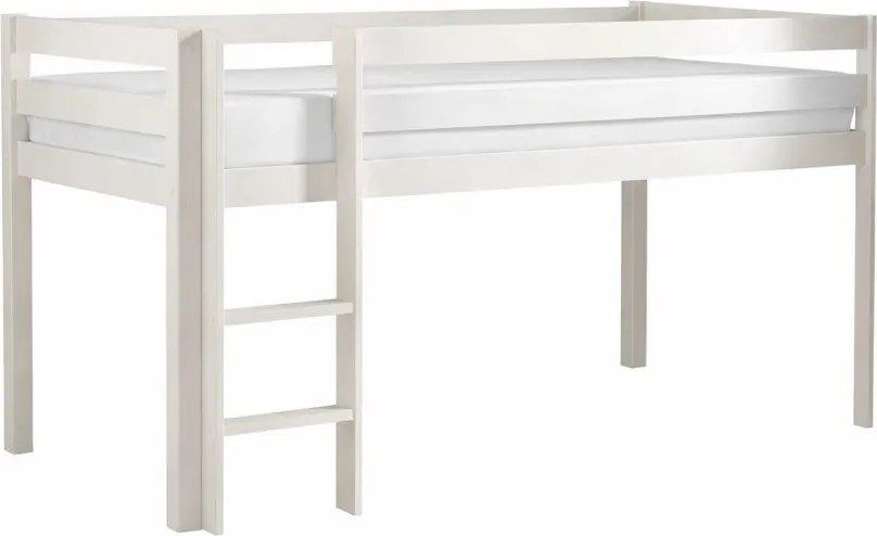 Biela vyvýšená detská posteľ z borovicového dreva 90x200 cm PINO – Vipack