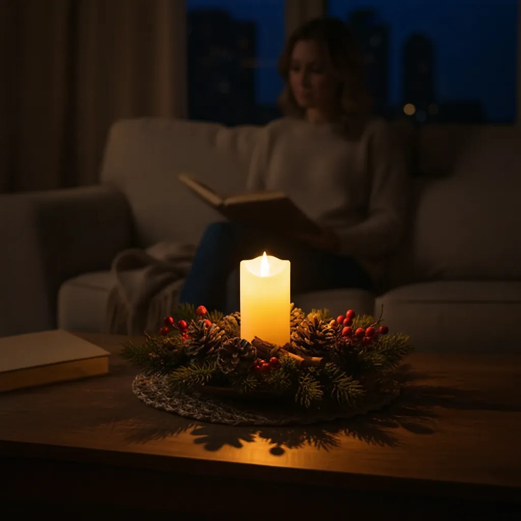 LED stĺpová sviečka RUHHY 12,5 cm béžová