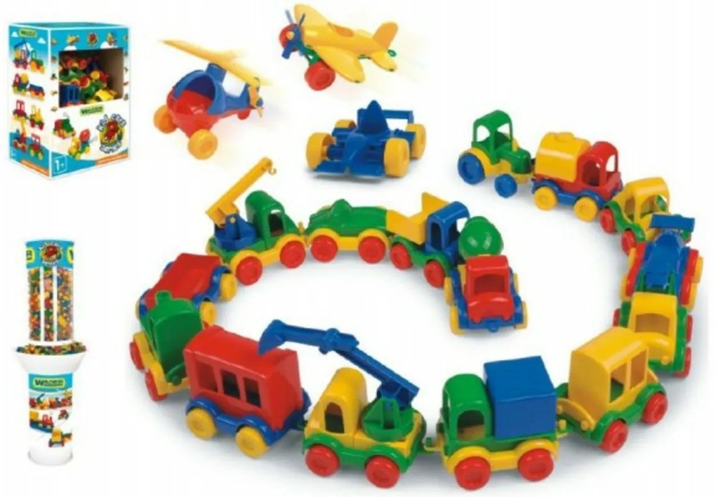 Teddies Auto mini plast 10cm asst 10 druhů 54ks v boxu Wader