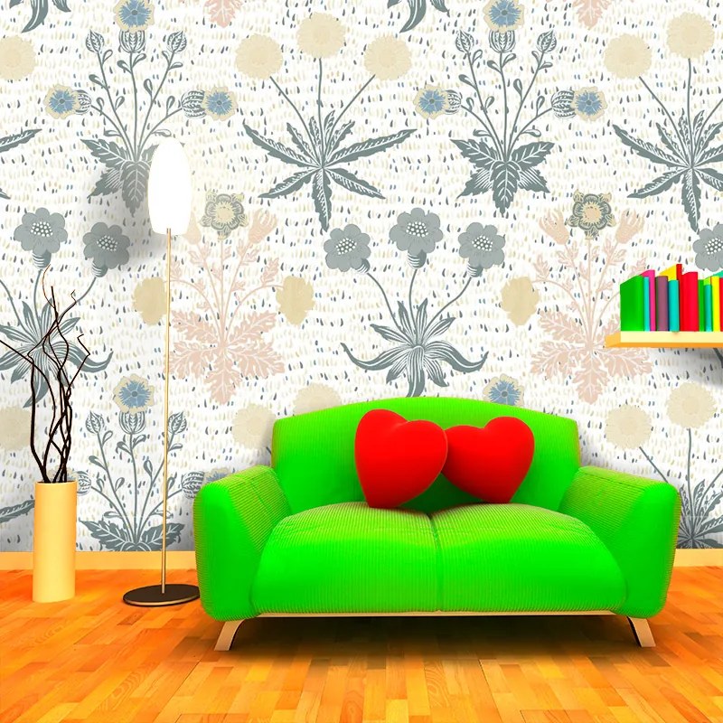 Sablio Tapeta Sivé kvetiny - 125x75 cm
