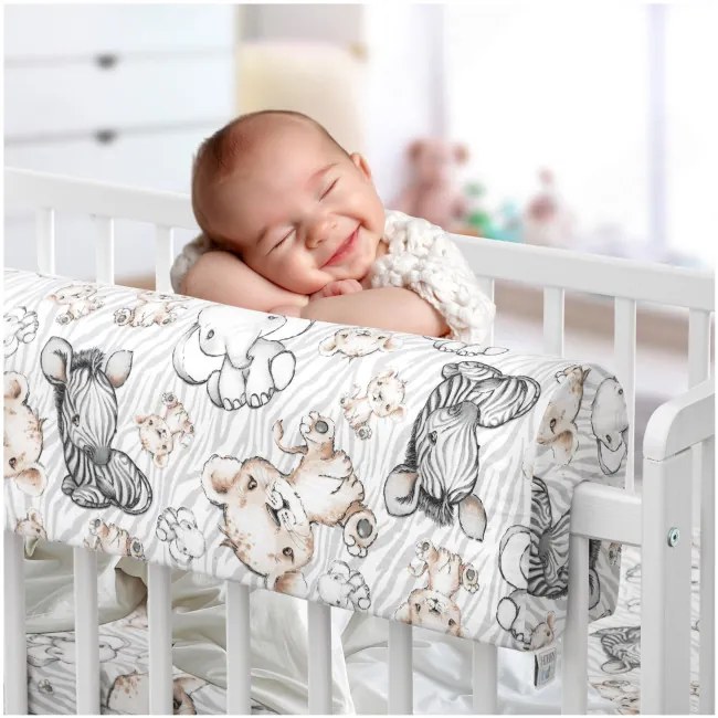 Chránič na detskú postieľku zebra / lev / slon, 80 cm