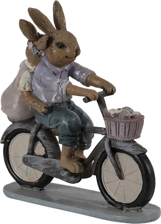 Dekorácia zamilovaní králiky na bicykli - 14*5*15 cm