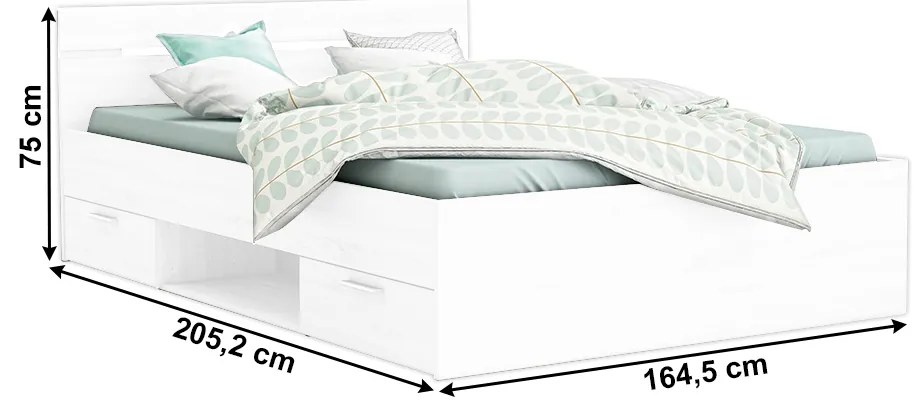 Manželská posteľ 160 cm Michigin (biela) (bez matraca a roštu). Vlastná spoľahlivá doprava až k Vám domov. 1040196