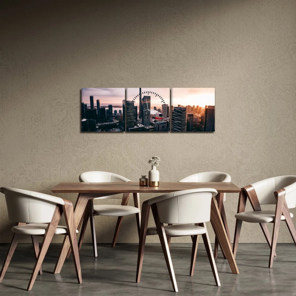 Obraz - Výhľad na centrum mesta (s hodinami) (90x30 cm)