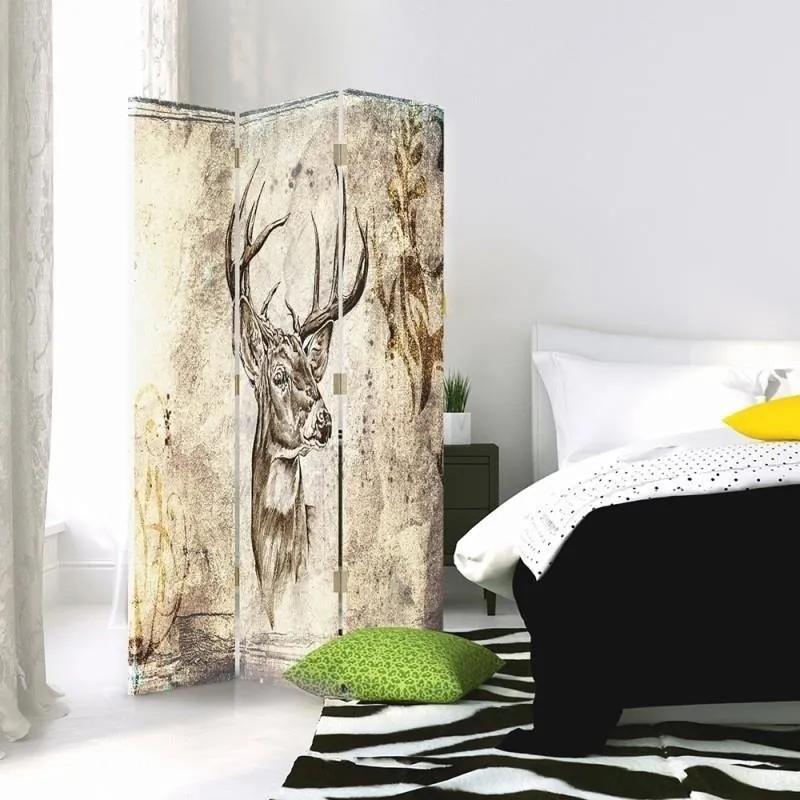 Ozdobný paraván, Elegantní jelen - 110x170 cm, trojdielny, obojstranný paraván 360°