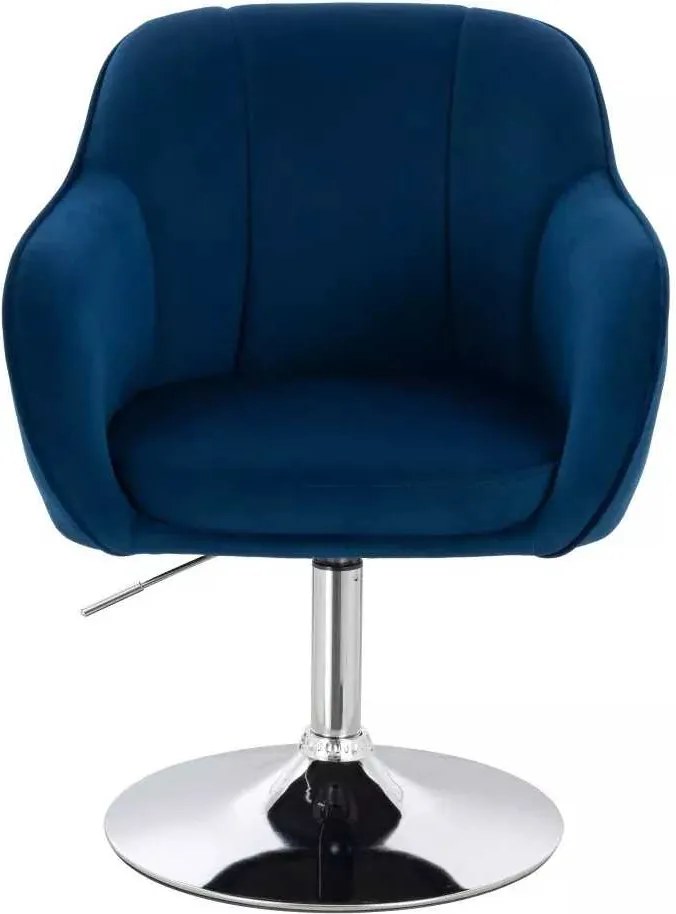 LuxuryForm DESIGN Stolička AVOLA VELUR na striebornom tanieri - modrá
