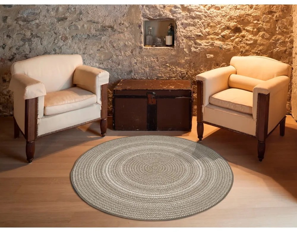 Béžový vonkajší koberec Universal Silvana Rutto, ⌀ 120 cm