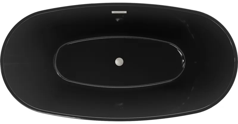 Mexen Eris, voľne stojaca vaňa 170 x 80 cm, čierna,  brúsená oceľ prepad, 53441708070-97