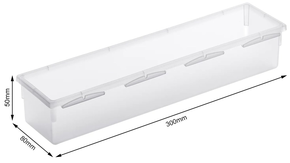 Organizér do šuplíku kuchyně i koupelny, příborník Rotho BASIC, mléčná (30x8)