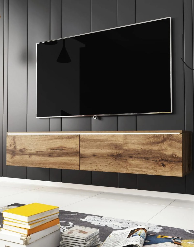 TV skrinka 140 cm závesná alebo stojaca dub wotan Lowboard D