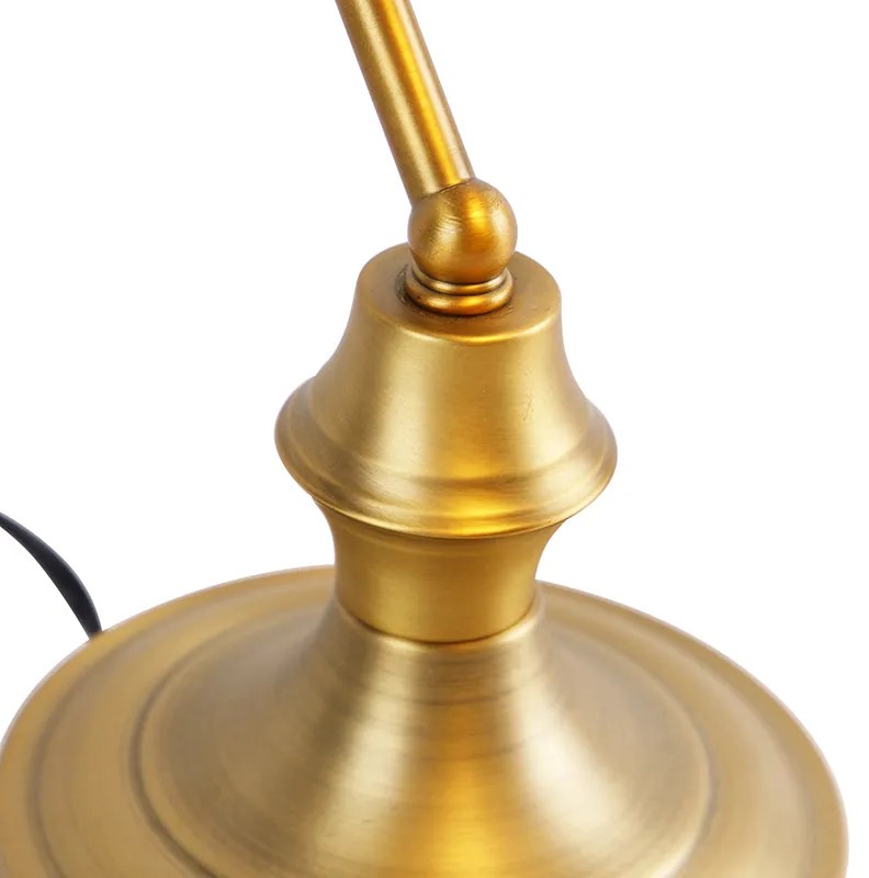 Klasická notárska lampa bronzová s jantárovým sklom - Banker