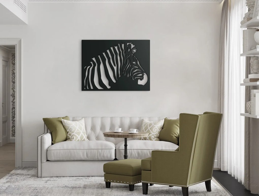 drevko Drevený obraz na stenu Zebra Rozmer obrazu: 32,5 x 43,5 cm, Farba dekorácie: Čierna