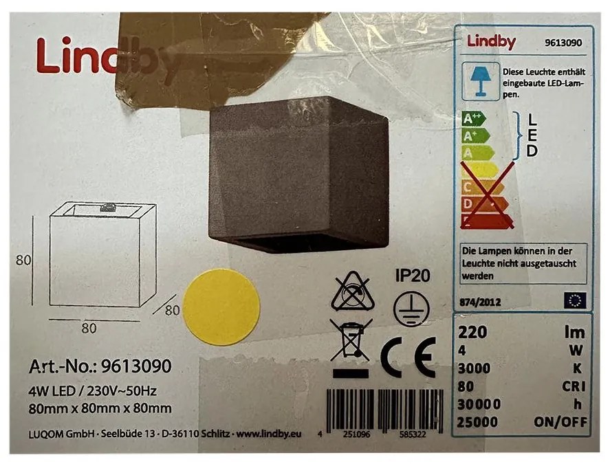 Lindby Lindby - LED Nástenné svietidlo QUASO LED/4W/230V LW0540