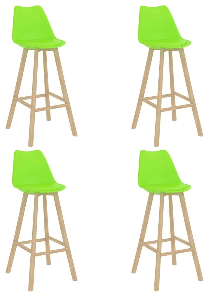 Barové stoličky 4 ks zelené PP a masívne bukové drevo