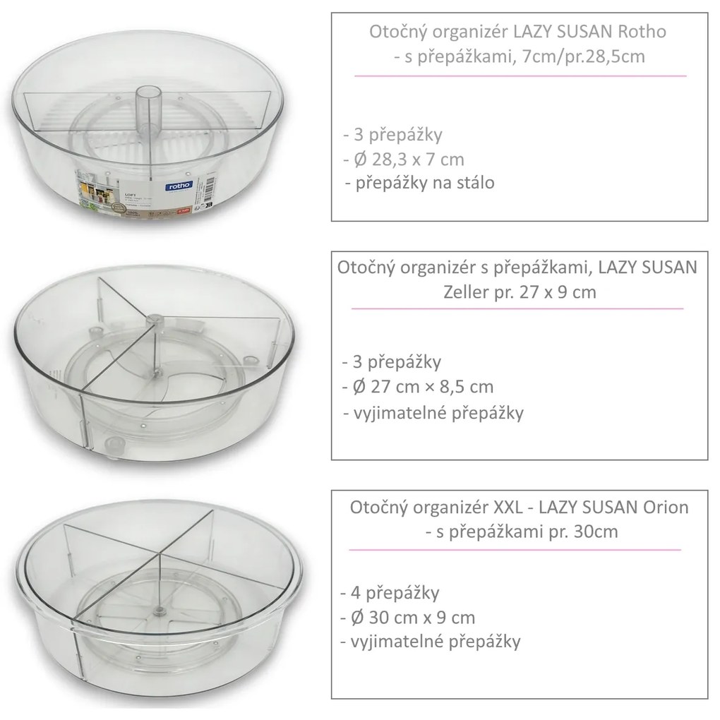Zeller Present Otočný organizér, Zeller COMPACTA - transparentní, pr. 23 x 9 cm