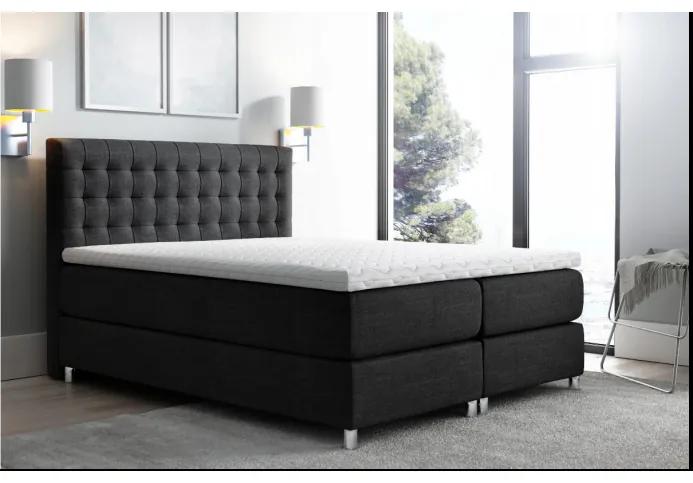Boxspringová posteľ 200x200 LUCA - čierna + topper ZDARMA