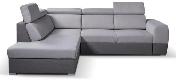 Rozkladacia rohová sedacia súprava MATRIX do L, šedá, ľavá, s úložným priestorom