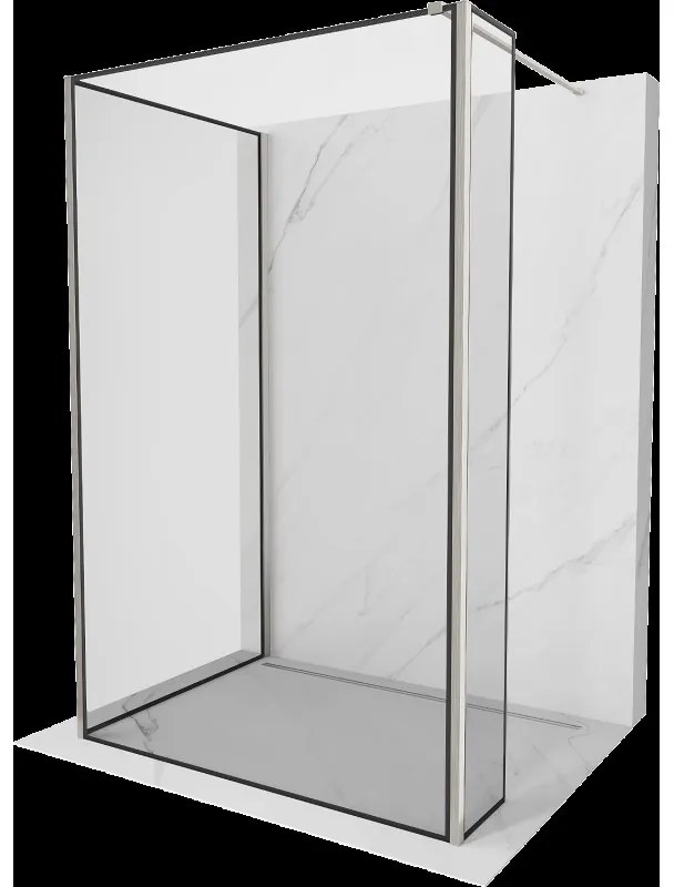 Mexen Kioto sprchová stena Walk-in 120 x 80 x 30 cm, čierny vzor, brúsený nikl - 800-120-080-221-97-70-030