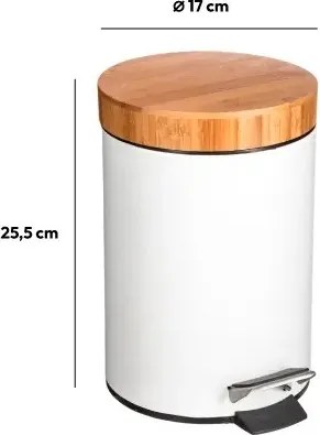 Odpadkový kôš s bambusovým vekom NATUREO 3L, biely