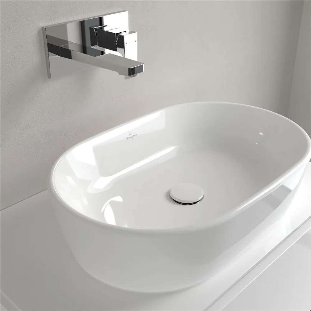 VILLEROY &amp; BOCH Architectura oválne umývadlo na dosku bez otvoru, s prepadom, 600 x 400 mm, biela alpská, s povrchom CeramicPlus, 5A2660R1