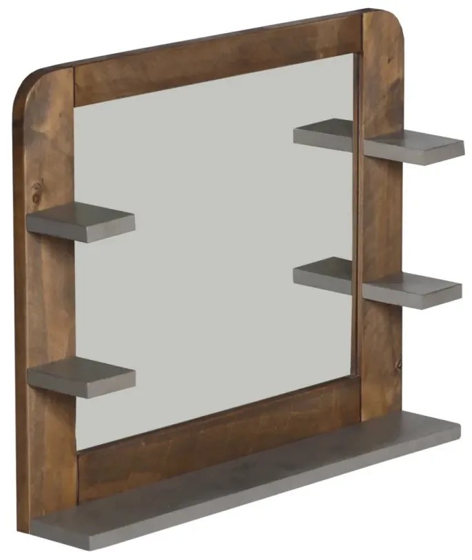 furniture-nabytek.cz - Masívne kúpeľňové zrkadlo Dingle z recyklovanej borovice, lakované, prírodné/sivé – 67×55 cm