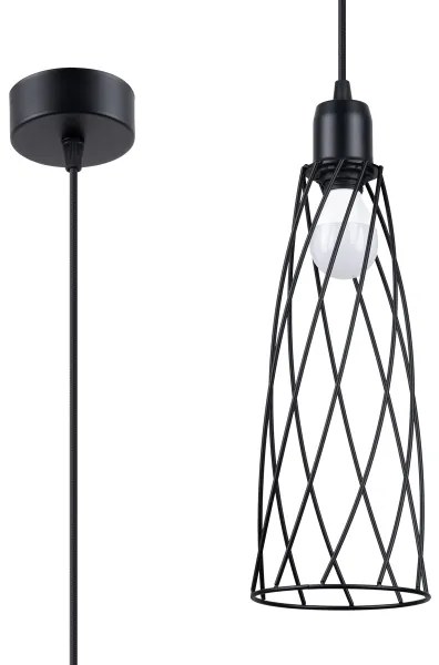 Sollux SL.1165 - Luster na lanku SUBA 1xE27/15W/230V čierna