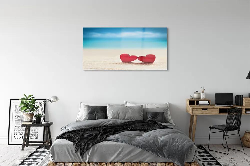 Obraz plexi Srdce červené piesočné more 125x50 cm