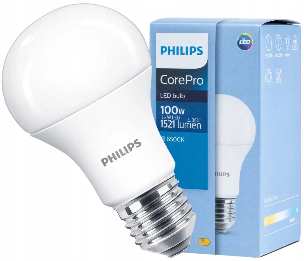 LED žiarovka E27 A60 13W = 100W 1521lm 6500K Cold PHILIPS