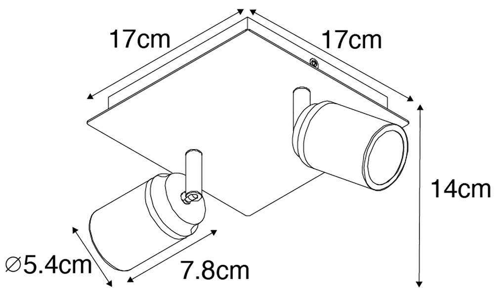 Inteligentné kúpeľňové bodové svetlo čierne štvorcové IP44 vrátane 2 Wifi GU10 - Ducha