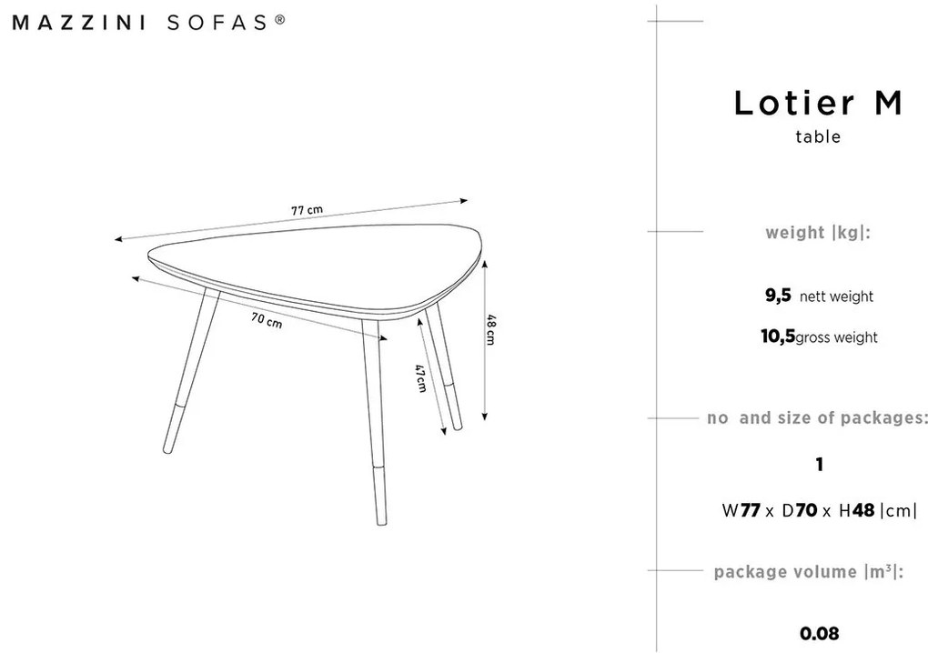 Odkladací stolík Lotier 77 × 70 × 48 cm MAZZINI SOFAS