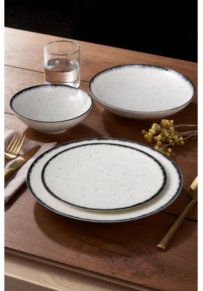 Jedálenská súprava 24 ks biela/čierna/porcelán