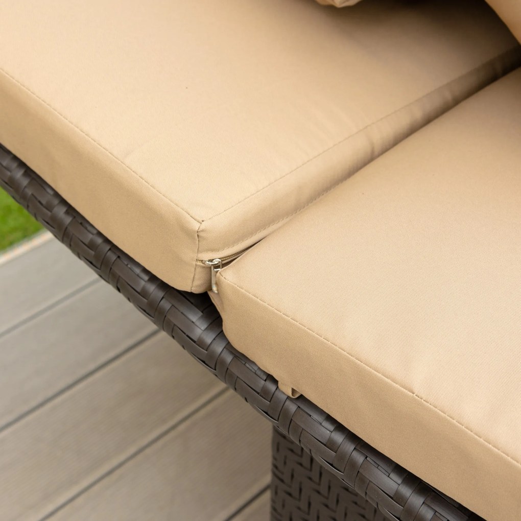 Záhradný ratanový gauč Rivera tmavohnedý