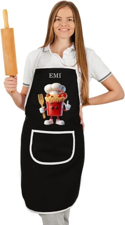 Kuchynská zástera Pasta EMI, čierna