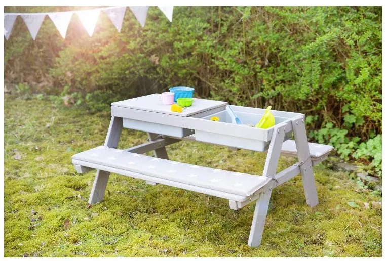 roba Vonkajšia detská sedacia súprava (s vaničkami na hranie, sivá)  (100397128)