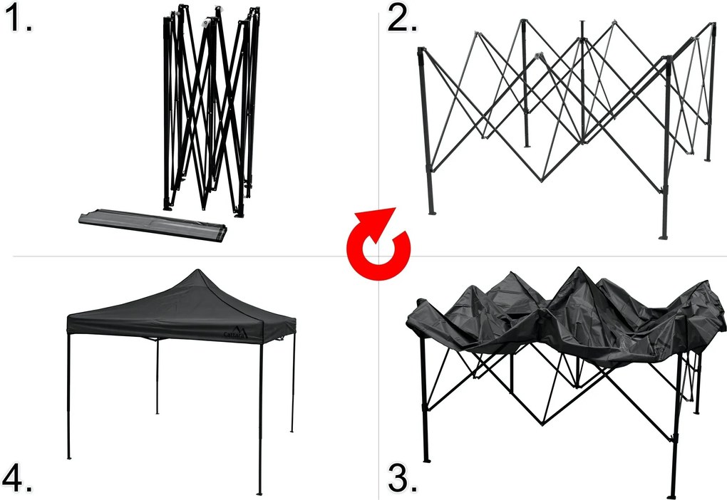 CATTARA Párty stan s nožnicovým konštrukciou 3x3 m, sivý, WATERPROOF