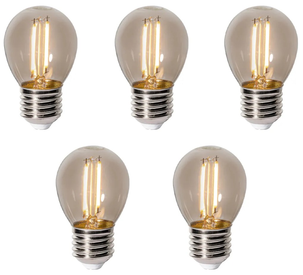 Sada 5 ks E27 dimbare LED lamp P45 smoke 3W 250 lm 2200K