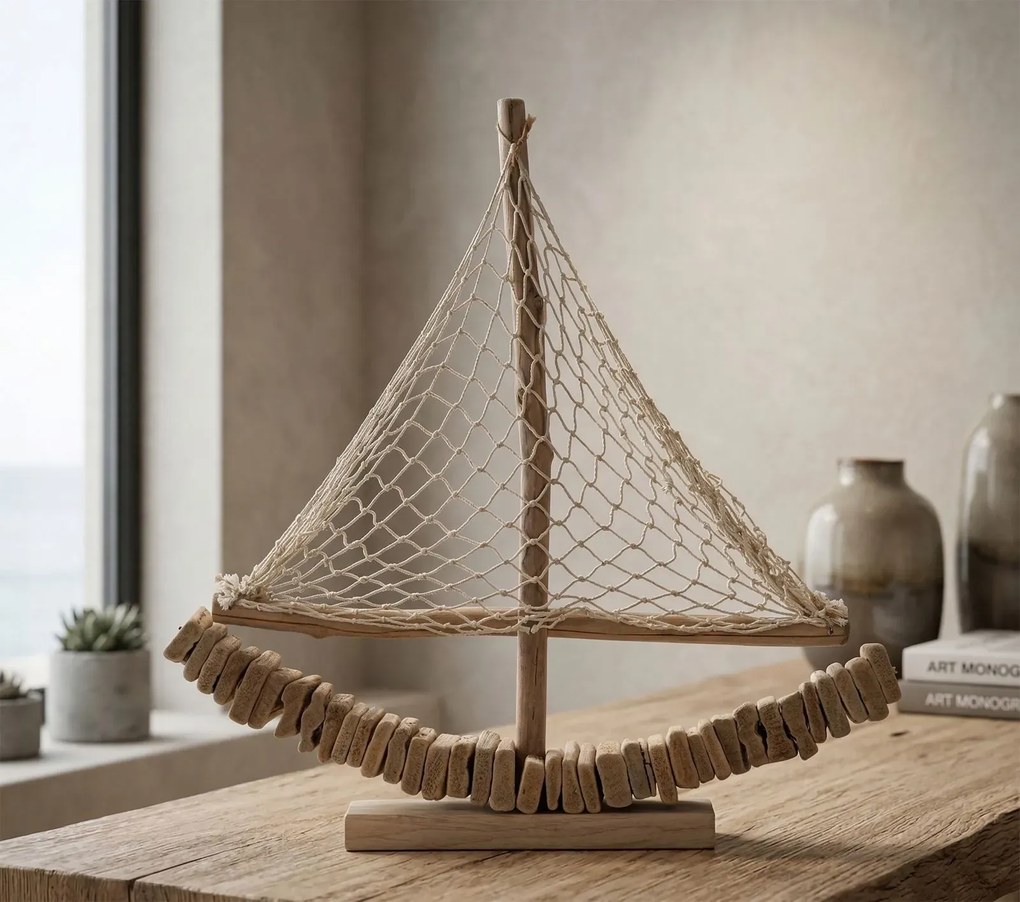Drevená dekorácia Boath 45 cm hnedá