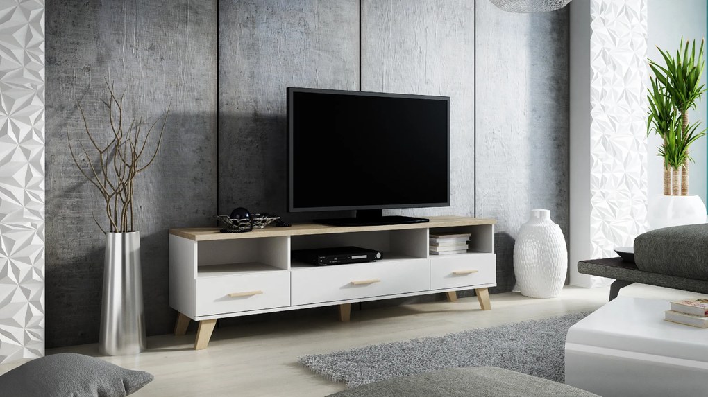 Cama TV stolík Lotus - biela, 180 cm
