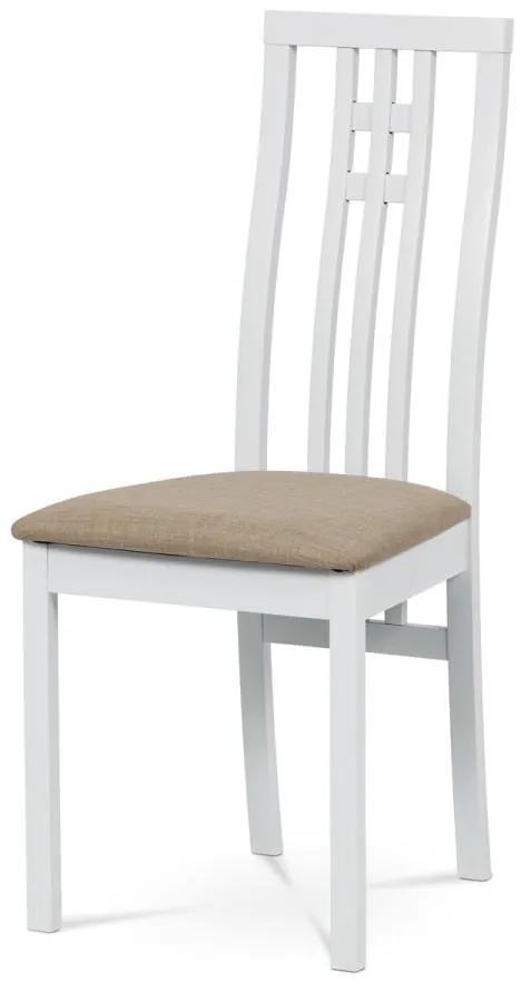 Autronic -  Jedálenská stolička BC-2482 WT, masív biely/látka béžová