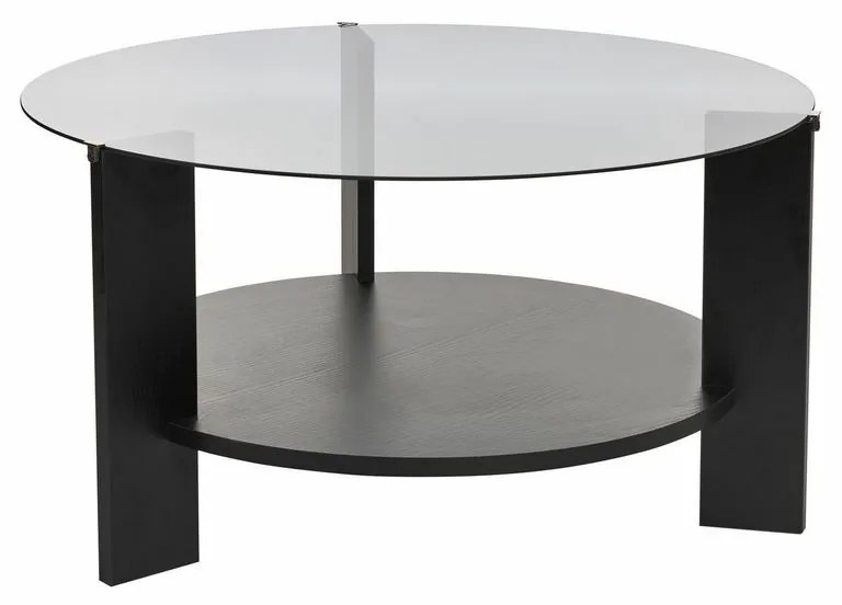 Konferenčný stolík Clara Wood Black s tmavým sklom