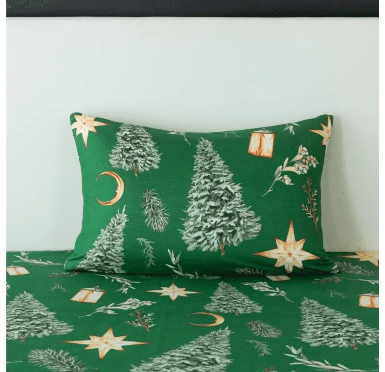Obliečka na vankúš z mikrovlákna GREEN CHRISTMAS 70x90 cm, zelený