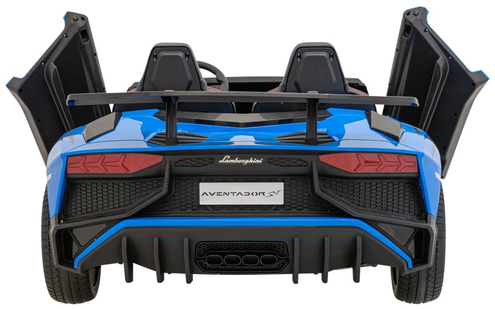 Autíčko Lamborghini Aventador SV na batérie pre 2 deti Modré + 2,4 GHz diaľkové ovládanie + EVA pena + audio LED