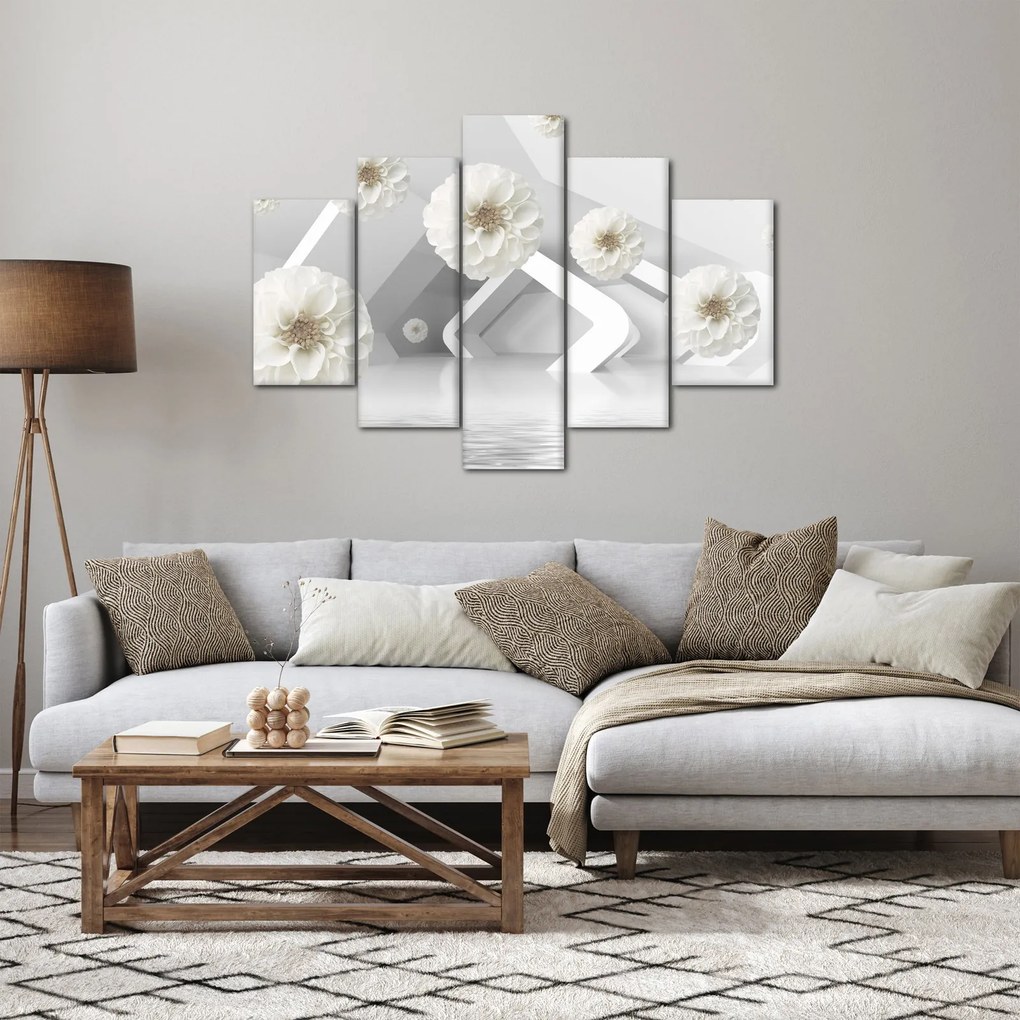 Abstraktný obraz s belostnými kvetmi (150x105 cm)